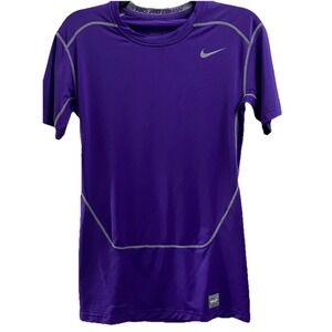 Nike Pro Combat Women's Purple DriFit Short Sleeve Fitted Compression Shirt Sz.L